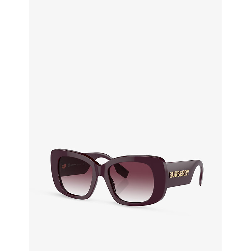 Shop Burberry Women's Red Be4410 Square-frame Acetate Sunglasses