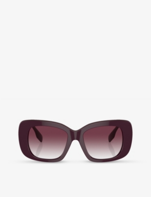 Shop Burberry Womens Red Be4410 Square-frame Acetate Sunglasses