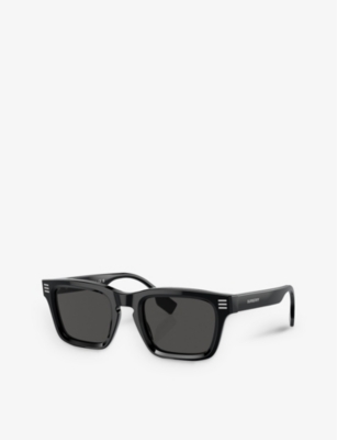 Shop Burberry Women's Black Be4403 Rectangle-frame Acetate Sunglasses