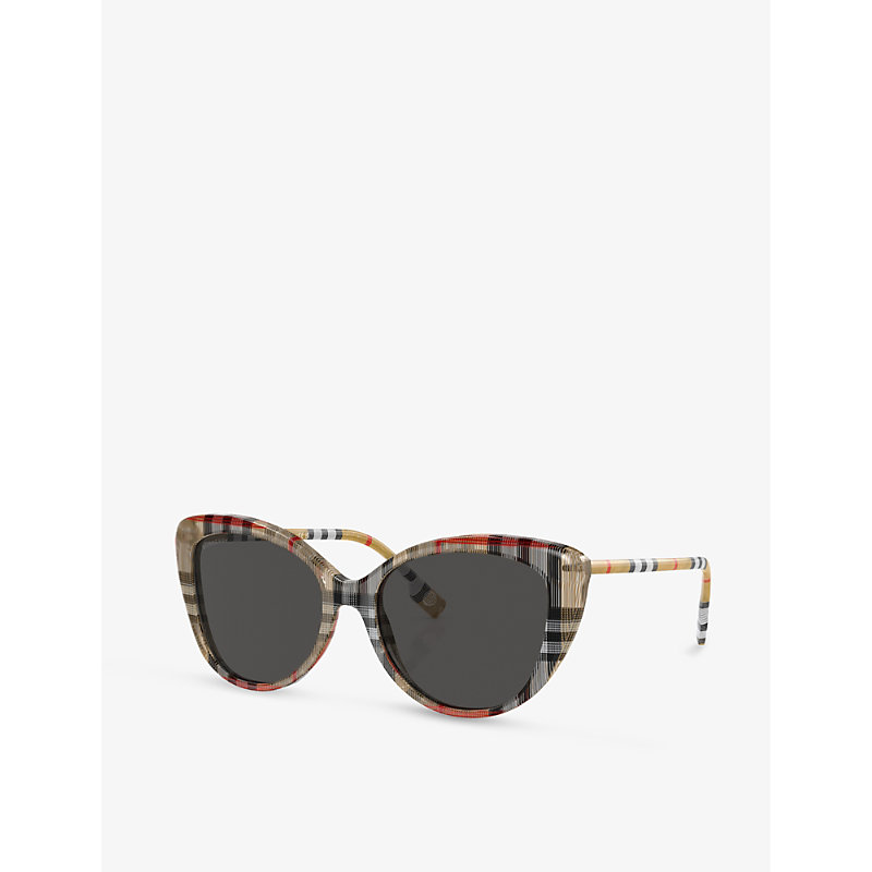 Shop Burberry Women's Brown Be4407 Cat Eye-frame Acetate Sunglasses