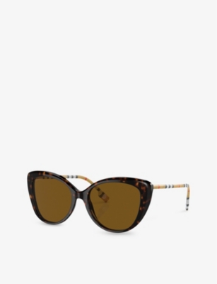Shop Burberry Women's Brown Be4407 Cat-eye Acetate Sunglasses