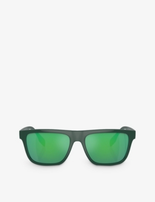 Burberry Womens Green Be4402u Square-frame Polyamide-bio Sunglasses