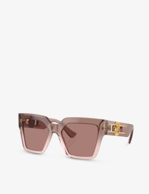Versace Sonnenbrille Mit Eckigem Gestell In Tan