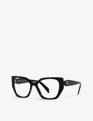 Prada Womens Pr 18wv Irregular-frame Acetate Glasses Black In Black
