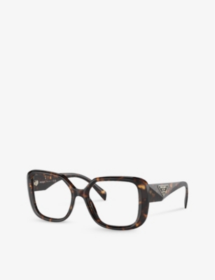 Shop Prada Women's Brown Pr 10zv Square-frame Tortoiseshell Acetate Optical Glasses