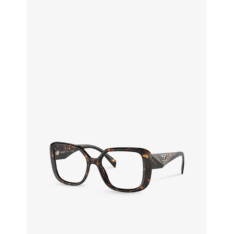 Shop Prada Women's Brown Pr 10zv Square-frame Tortoiseshell Acetate Optical Glasses
