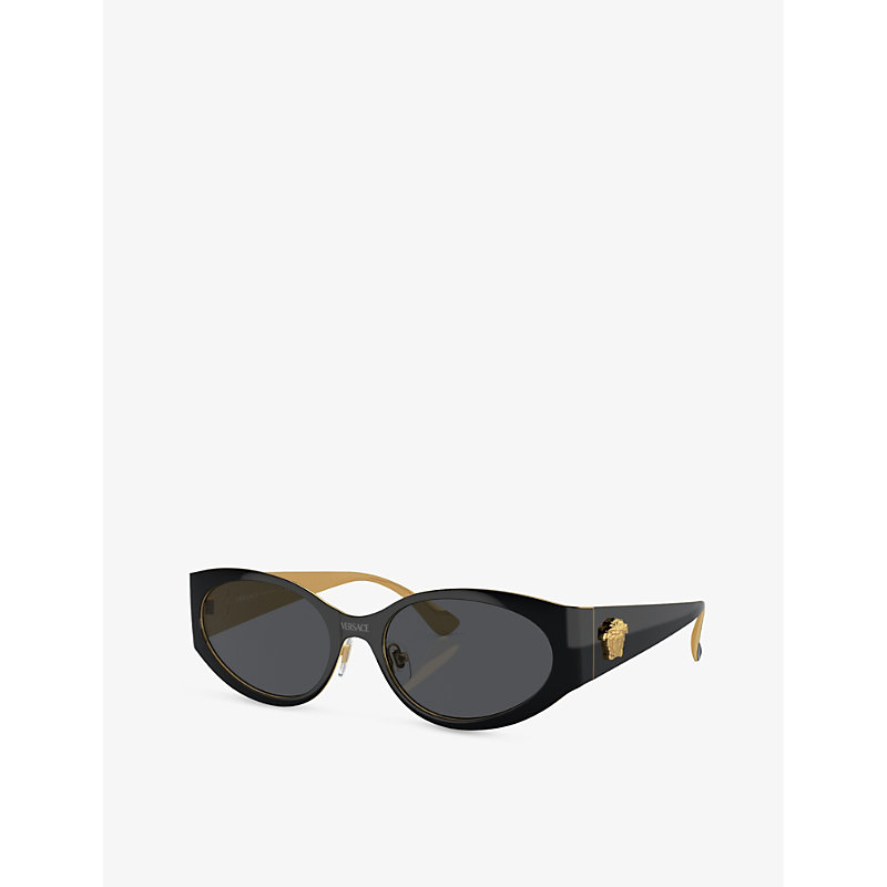 Shop Versace Women's Black Ve2263 Oval-frame Acetate Sunglasses