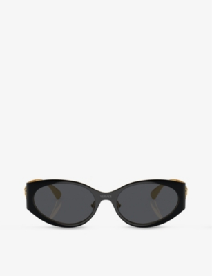 Versace Oval-frame Sunglasses In Black