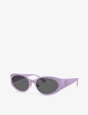 Shop Versace Women's Purple Ve2263 Oval-frame Acetate Sunglasses