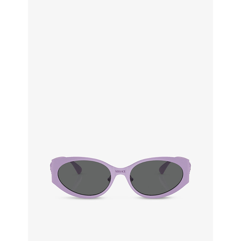 Versace Womens Purple Ve2263 Oval-frame Acetate Sunglasses