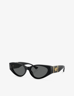Shop Versace Women's Black Ve4454 Logo-embellished Acetate Sunglasses
