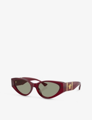 Shop Versace Women's Red Ve4454 Logo-embellished Acetate Sunglasses
