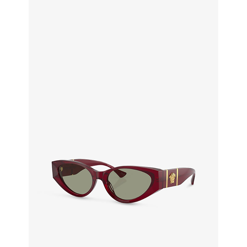 Shop Versace Women's Red Ve4454 Logo-embellished Acetate Sunglasses