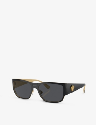Shop Versace Women's Black Ve2262 Square-frame Metal Sunglasses