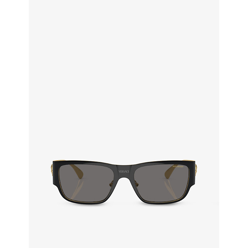 Versace Womens Black Ve2262 Square-frame Metal Sunglasses