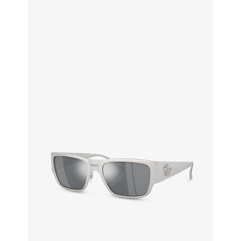 Shop Versace Women's Silver Ve2262 Square-frame Metal Sunglasses