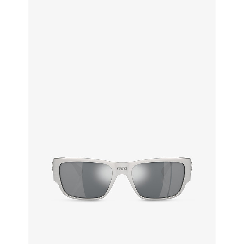 Versace Womens Silver Ve2262 Square-frame Metal Sunglasses