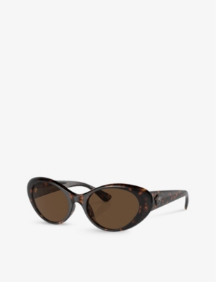 Shop Versace Women's Brown Ve4455u Cat-eye Tortoiseshell Acetate Sunglasses