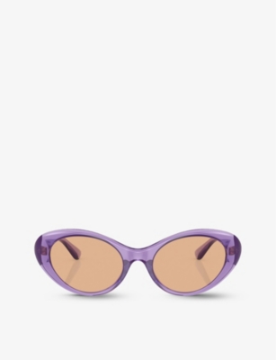 Shop Versace Women's Purple Ve4455u Cat-eye Acetate Sunglasses