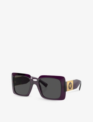 Shop Versace Women's Purple Ve4405 Square-frame Acetate Sunglasses