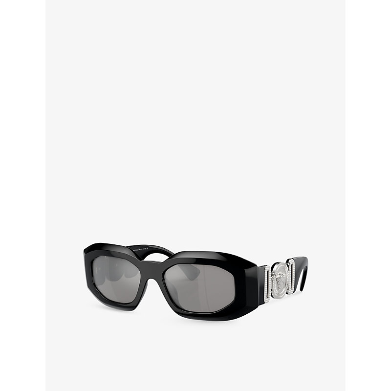 Shop Versace Women's Black Ve4425u Maxi Medusa Biggie Oval-frame Nylon Sunglasses