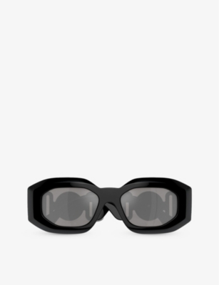 Versace Womens Black Ve4425u Maxi Medusa Biggie Oval-frame Nylon Sunglasses