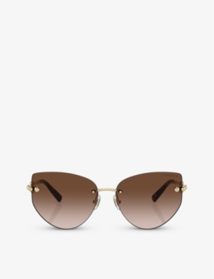 Tiffany & Co Tf3096 Butterfly-frame Metal Sunglasses In Gold