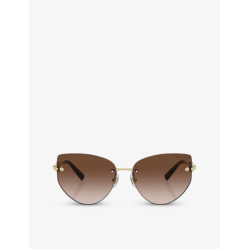 Tiffany & Co Tf3096 Butterfly-frame Metal Sunglasses In Gold
