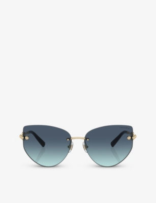 Tiffany & Co Tf3096 Butterfly-frame Metal Sunglasses In Gold