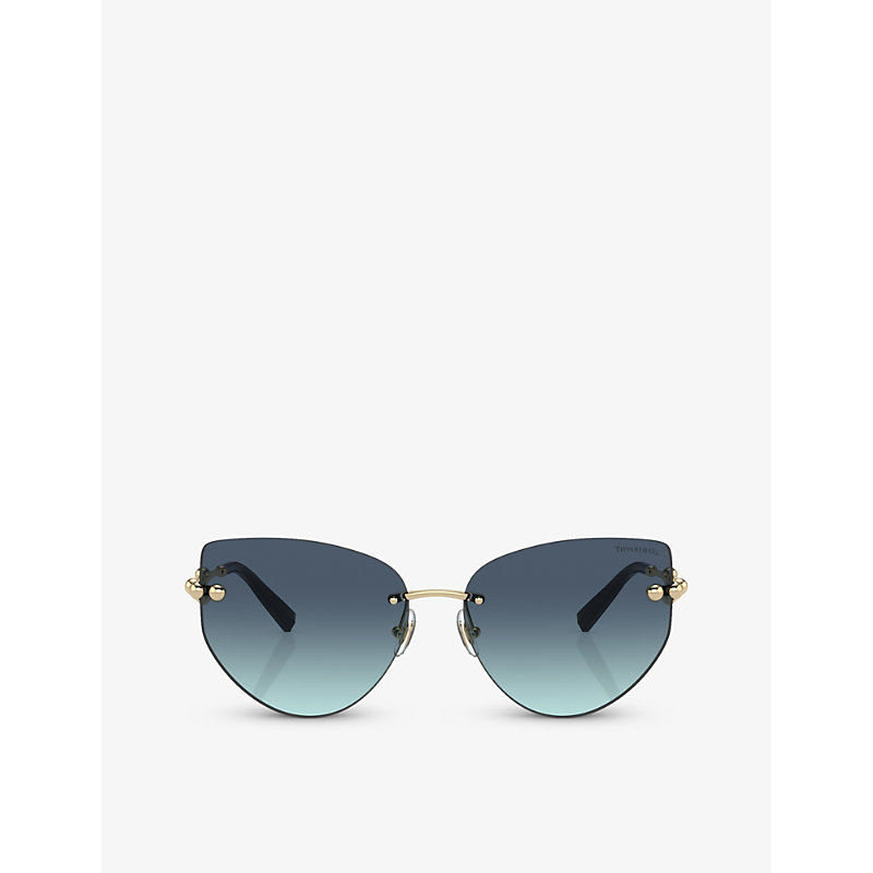 Tiffany & Co Tf3096 Butterfly-frame Metal Sunglasses In Gold