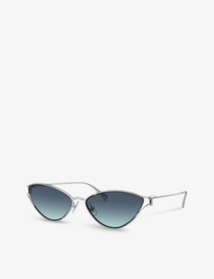 Shop Tiffany & Co Tf3095 Cat-eye Metal Sunglasses In Silver