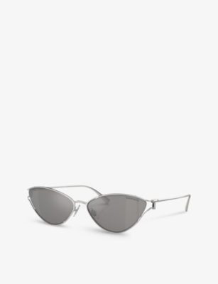 Shop Tiffany & Co Tf3095 Cat-eye Metal Sunglasses In Silver