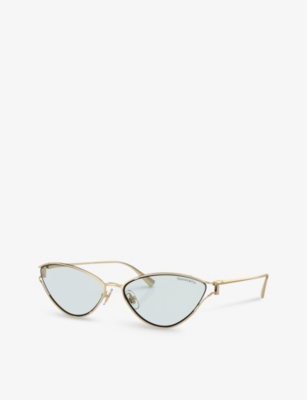 Shop Tiffany & Co Tf3095 Cat-eye Metal Sunglasses In Gold