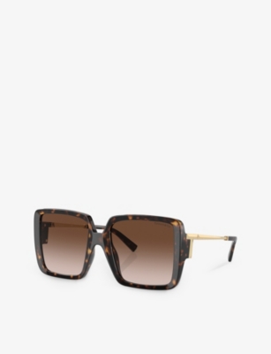 Shop Tiffany & Co Tf4212u Square-frame Tortoiseshell Acetate And Metal Sunglasses In Brown