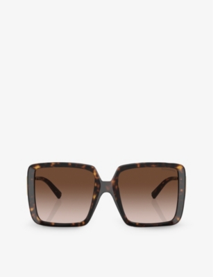 Shop Tiffany & Co Tf4212u Square-frame Tortoiseshell Acetate And Metal Sunglasses In Brown