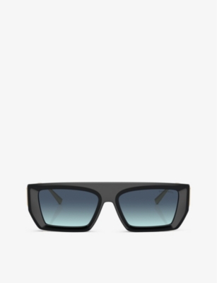 Tiffany & Co Tf4214u Rectangle-frame Metal Sunglasses In Black