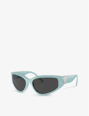 Shop Tiffany & Co Women's Blue Tf4217 Irregular-frame Acetate Sunglasses