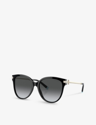 Shop Tiffany & Co Tf4193b Pillow-frame Acetate And Metal Sunglasses In Black
