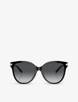 Shop Tiffany & Co Tf4193b Pillow-frame Acetate And Metal Sunglasses In Black