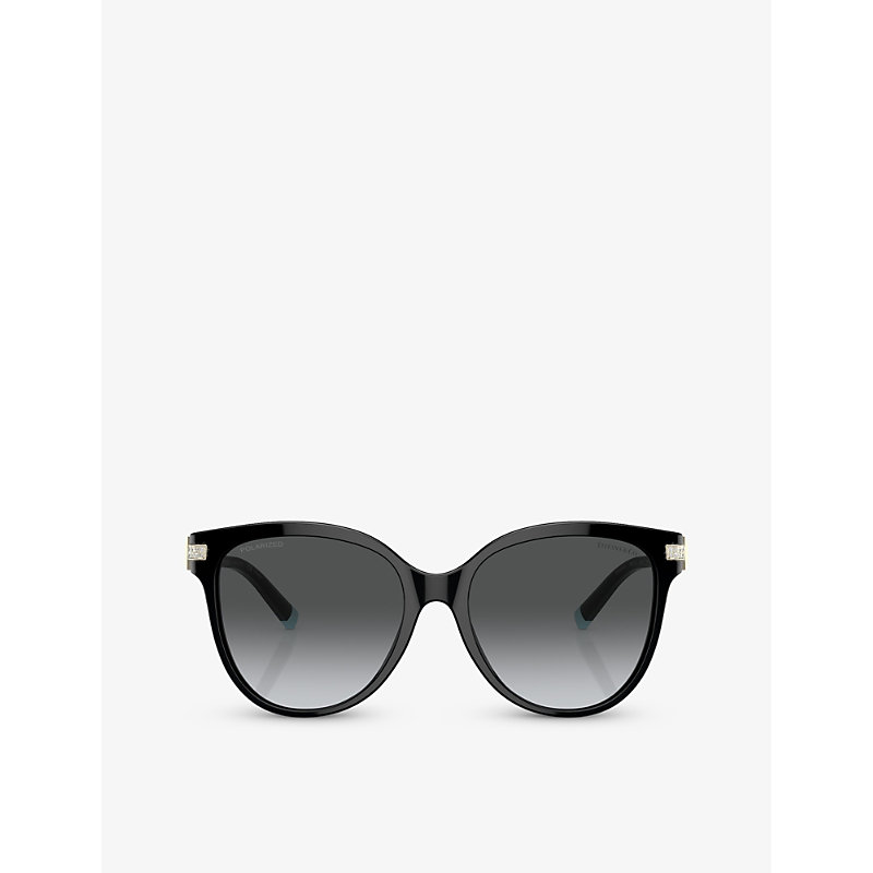 Shop Tiffany & Co Tf4193b Pillow-frame Acetate And Metal Sunglasses In Black