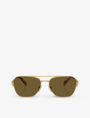 PRADA: PR A50S aviator-frame metal sunglasses