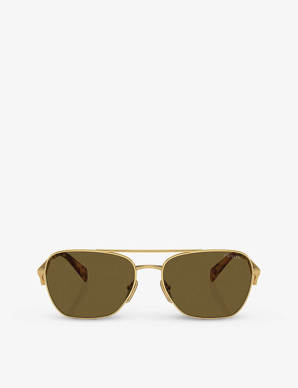 Prada Womens Gold Pr A50s Aviator-frame Metal Sunglasses