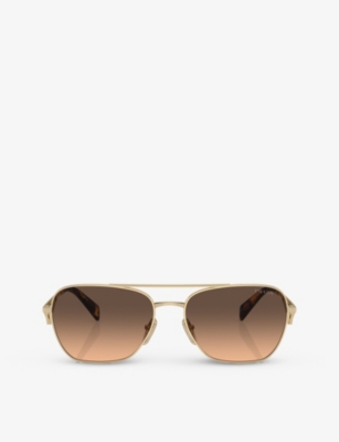 PRADA: PR A50S aviator-frame tortoiseshell metal sunglasses