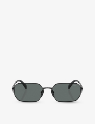Shop Prada Women's Black Pr A51s Irregular-frame Metal Sunglasses