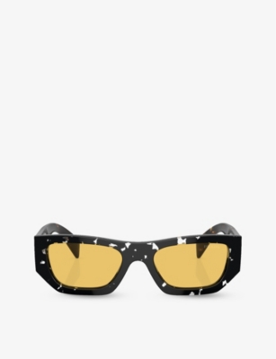 Shop Prada Womens Black Pr A01s Pillow-frame Acetate Sunglasses