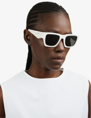 Shop Prada Womens White Pr A06s Rectangle-frame Acetate Sunglasses