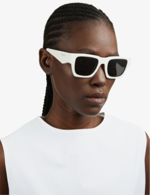 Prada Womens White Pr A06s Rectangle-frame Acetate Sunglasses In White