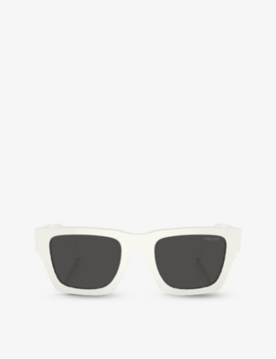 Prada Womens White Pr A06s Rectangle-frame Acetate Sunglasses