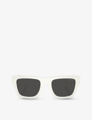 Prada Womens White Pr A06s Rectangle-frame Acetate Sunglasses In White