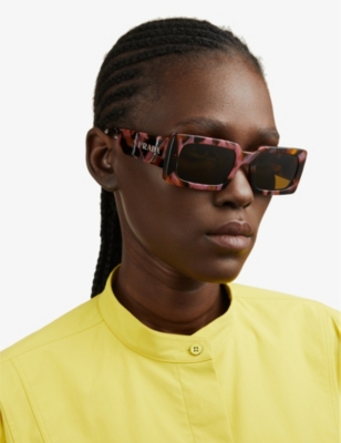 PRADA: PR A07S pillow-frame tortoiseshell acetate sunglasses